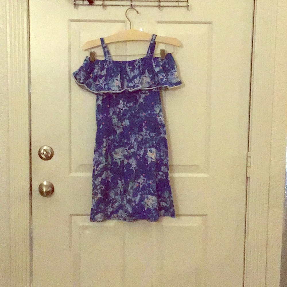 Blue dress with pink hearts and white stars